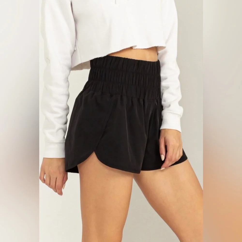 Black Paper Bag Waist Shorts - Picture 3 of 10